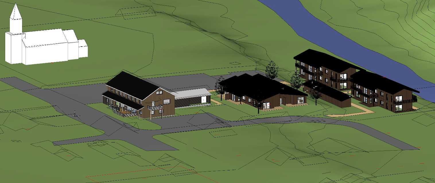 Skisse over nye omsorgsboliger som er planlagt i Engerdal. Illustrasjon.