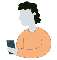 Person som bruker mobil. Illustrasjon.